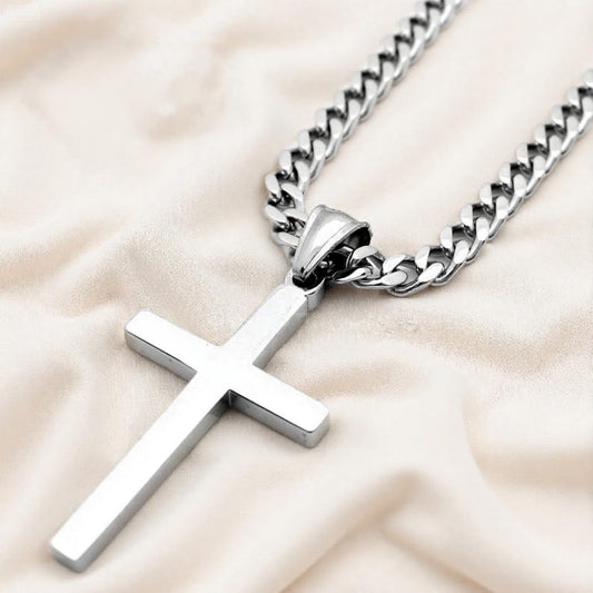 Stainless Steel Cross Silver Necklace