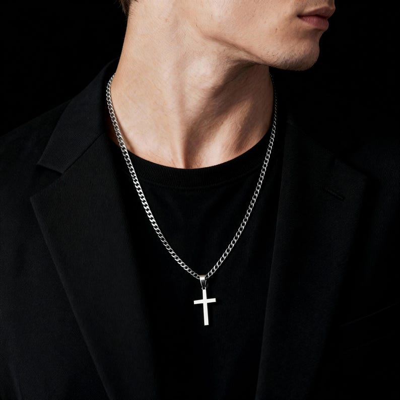 Stainless Steel Cross Silver Necklace
