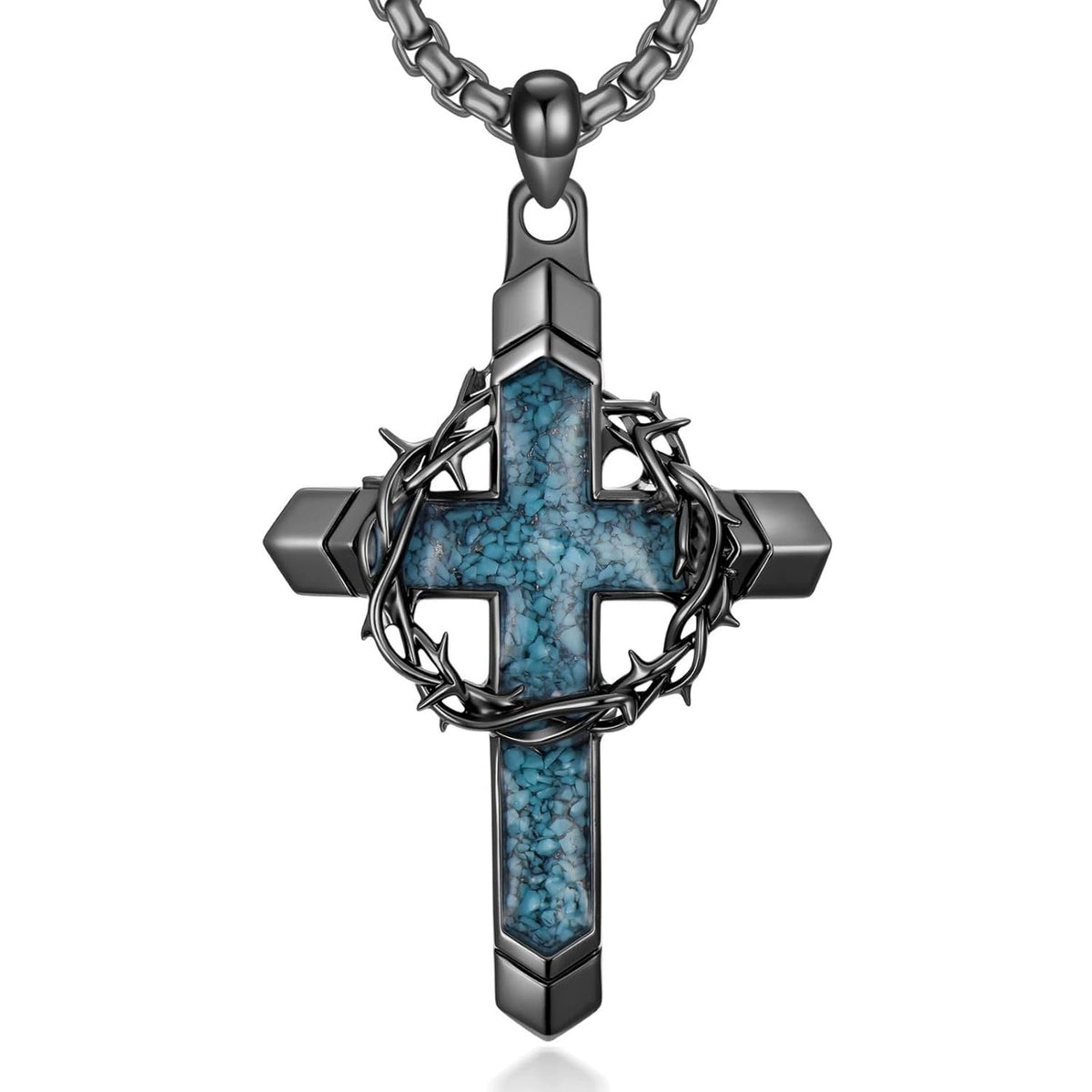 Vintage Crown of Thorns Cross Pendant Necklace – Timeless Symbol of Faith