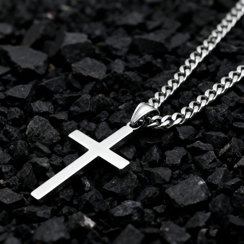 Stainless Steel Cross Silver Necklace