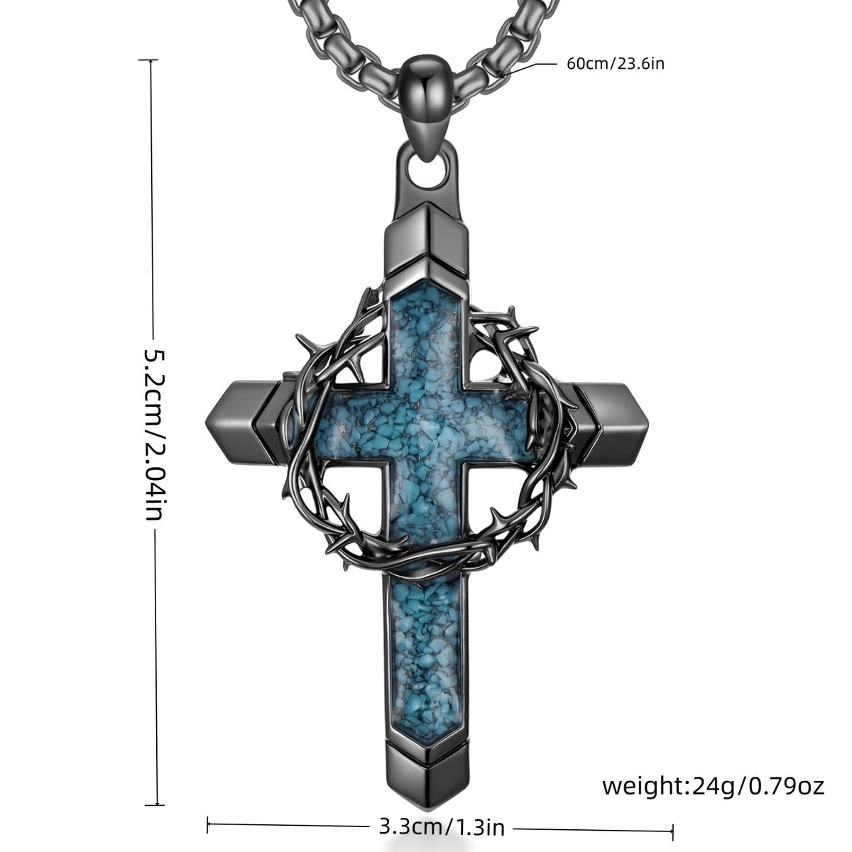 Vintage Crown of Thorns Cross Pendant Necklace – Timeless Symbol of Faith