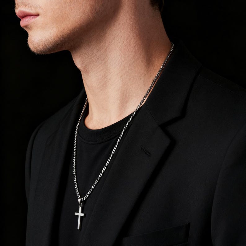 Stainless Steel Cross Silver Necklace